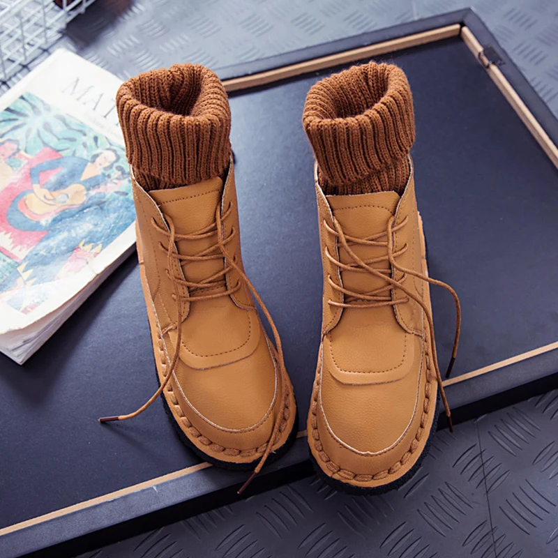 Winter Women Boots New Women Snow Boots Warm Plush Fur Boots Fashion Slip On Women Ankle Boots Brown Boots Women Platform