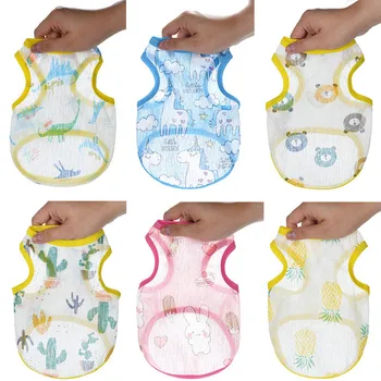 

Summer Dog Vest Sun Protection Cartoon Print Breatable Pet Clothes Puppy Kitten Cat Costume for Small Dog York Teddy
