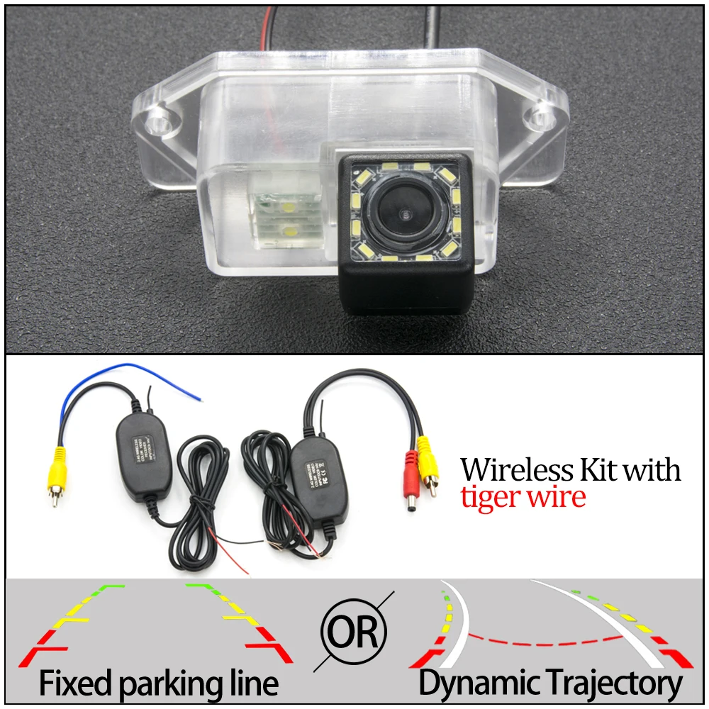 Фиксированная или динамическая траектория треков CCD Автомобильная камера заднего вида для Mitsubishi Eclipse Lancer 8 9 10/Lancer EX/Lancer EVO/Evolut Car - Название цвета: 12LED And Wireless