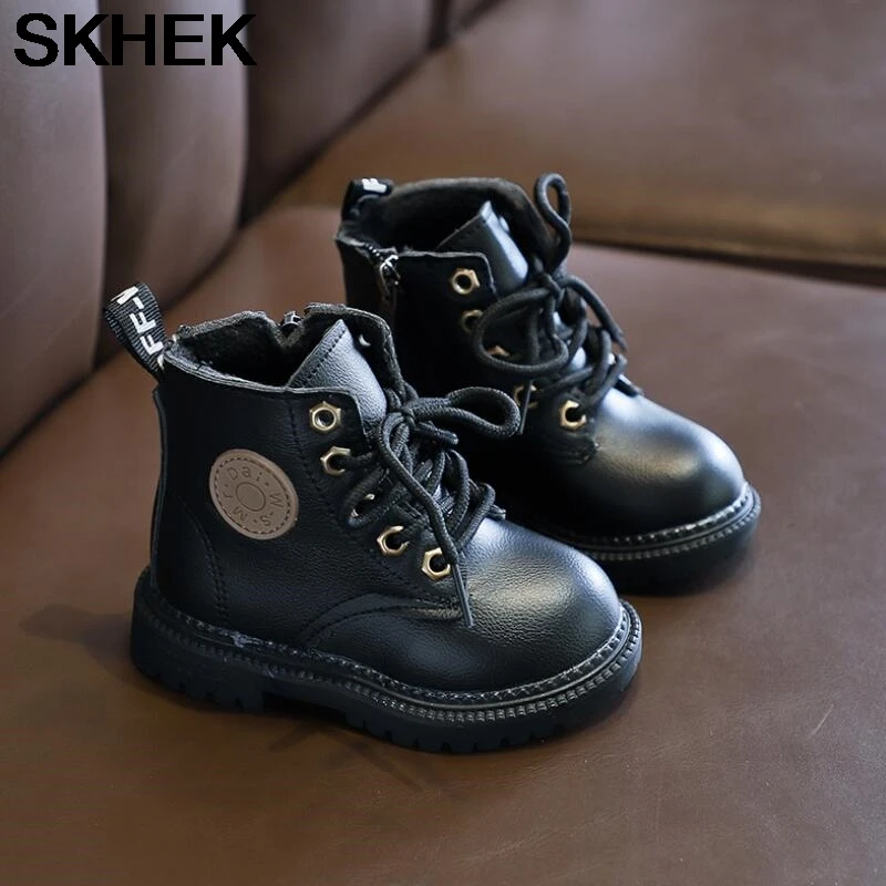 

SKHEK Girls Martin Boots Fall Winter 2020 New boys Leisure British Style Children's Fashion Flat toddler Shoes 0-1-3 Years Old
