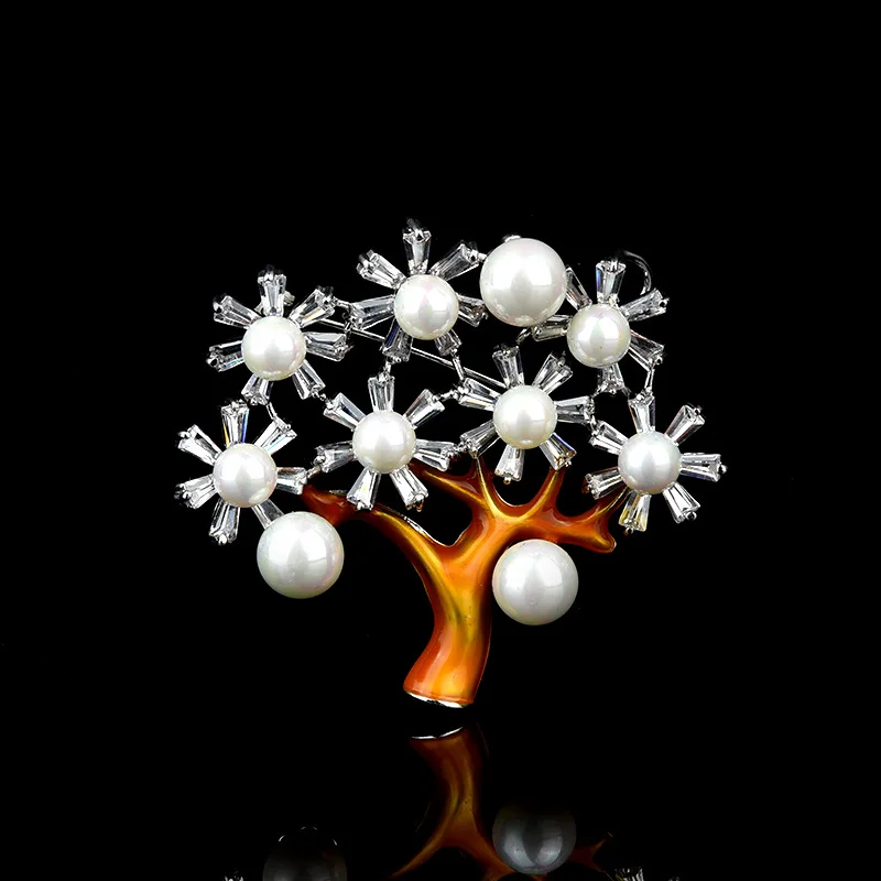 

Korean-style Hot Sales Crystal Corsage Oil Drop Tree Zircon Brooch Women's Top Grade Versatile Clothing Brooch Creative Accessor