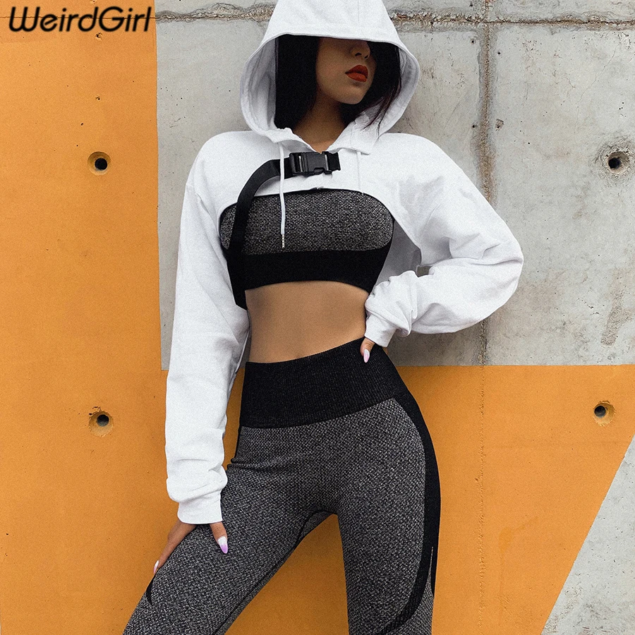 

weirdgirl women cotton short fashion hoodies casual hooded streetwear loose slim female 2020 crop clothes Harajuku new spring