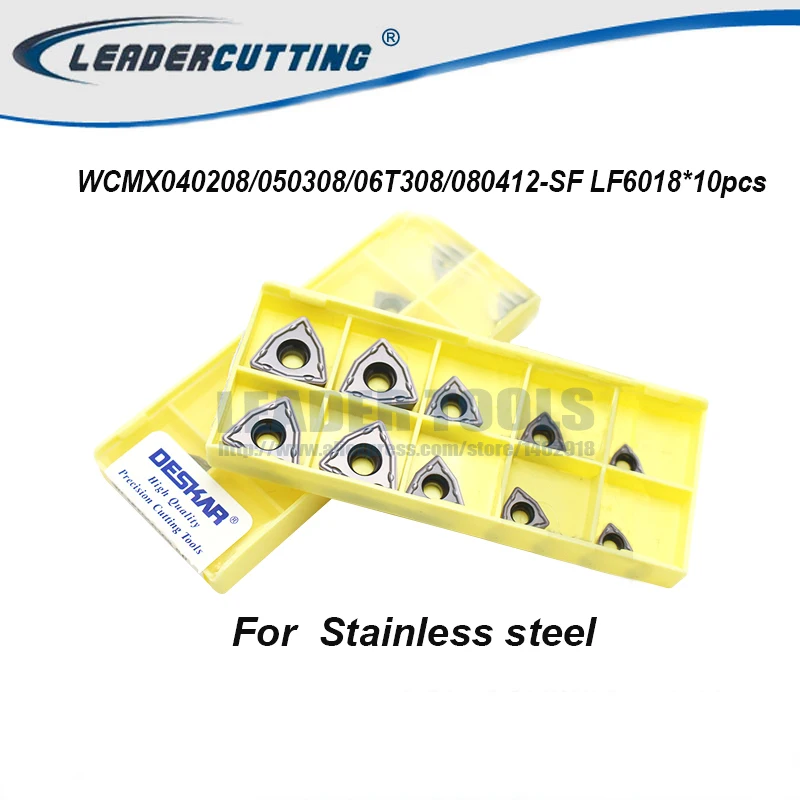 WCMX030208 WCMX040208 WCMT050308-SF WCMX06T308-SF WCMX080412-SF LF6018*10pcs DESAKR U Drill Carbide Inserts for Stainless Steel |