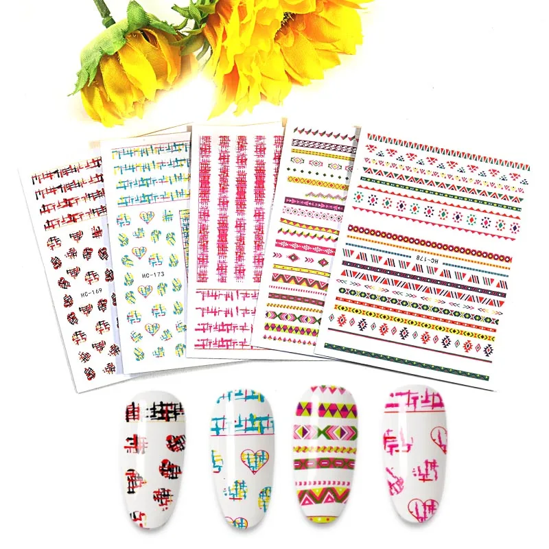 1PC 3D Nail Sticker Stick texture Transfer Picture Flowers Sliders