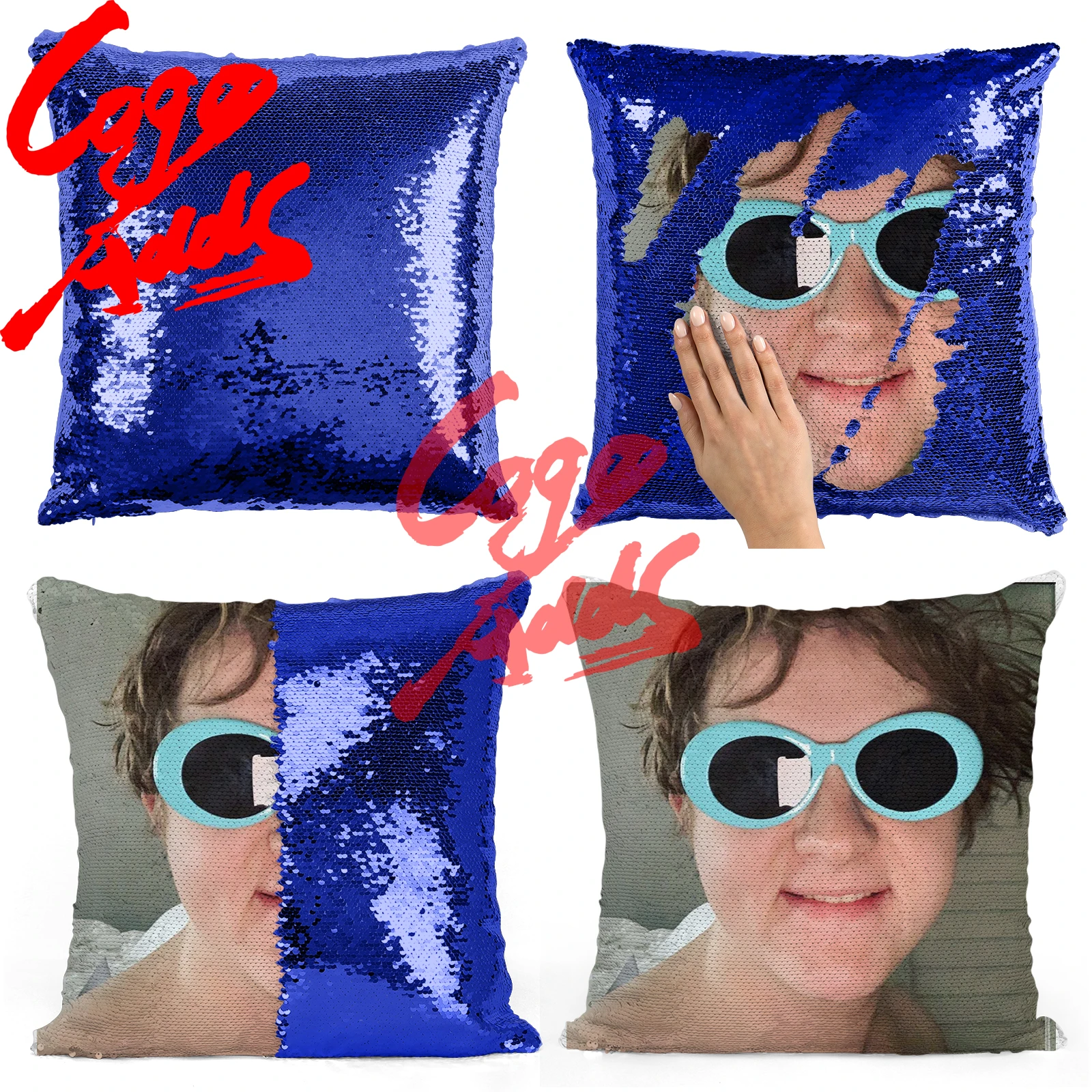 Lewis Capaldi синие очки Подушка с блестками | наволочка с блестками две подушка в виде елки подарок для нее подарок для Него Подушка Волшебная подушка