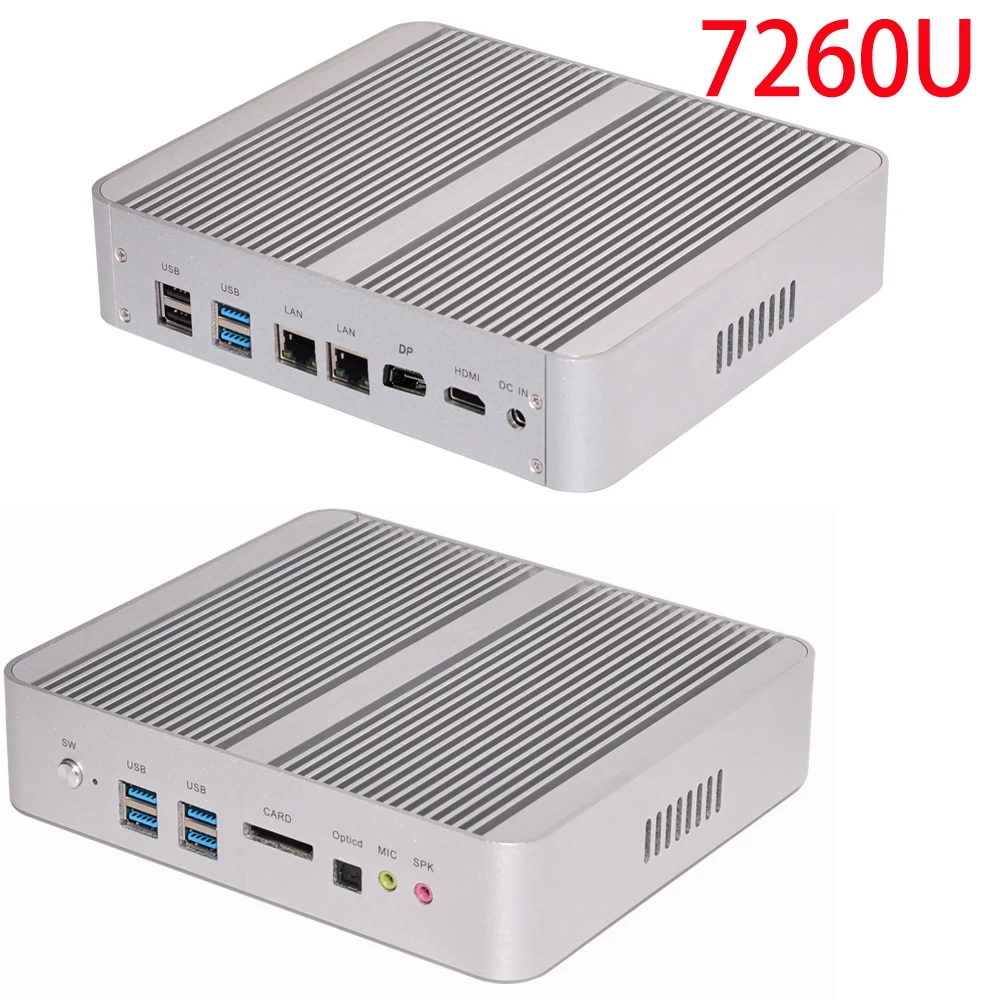 Nuc безвентиляторный HTPC неттоп Мини ПК Intel Core i7 8550U/7560U i5 8250U/7260U 2* DDR4 M.2+ Msata+ 2,5 ''SATA 4K компьютер HDMI DP VGA