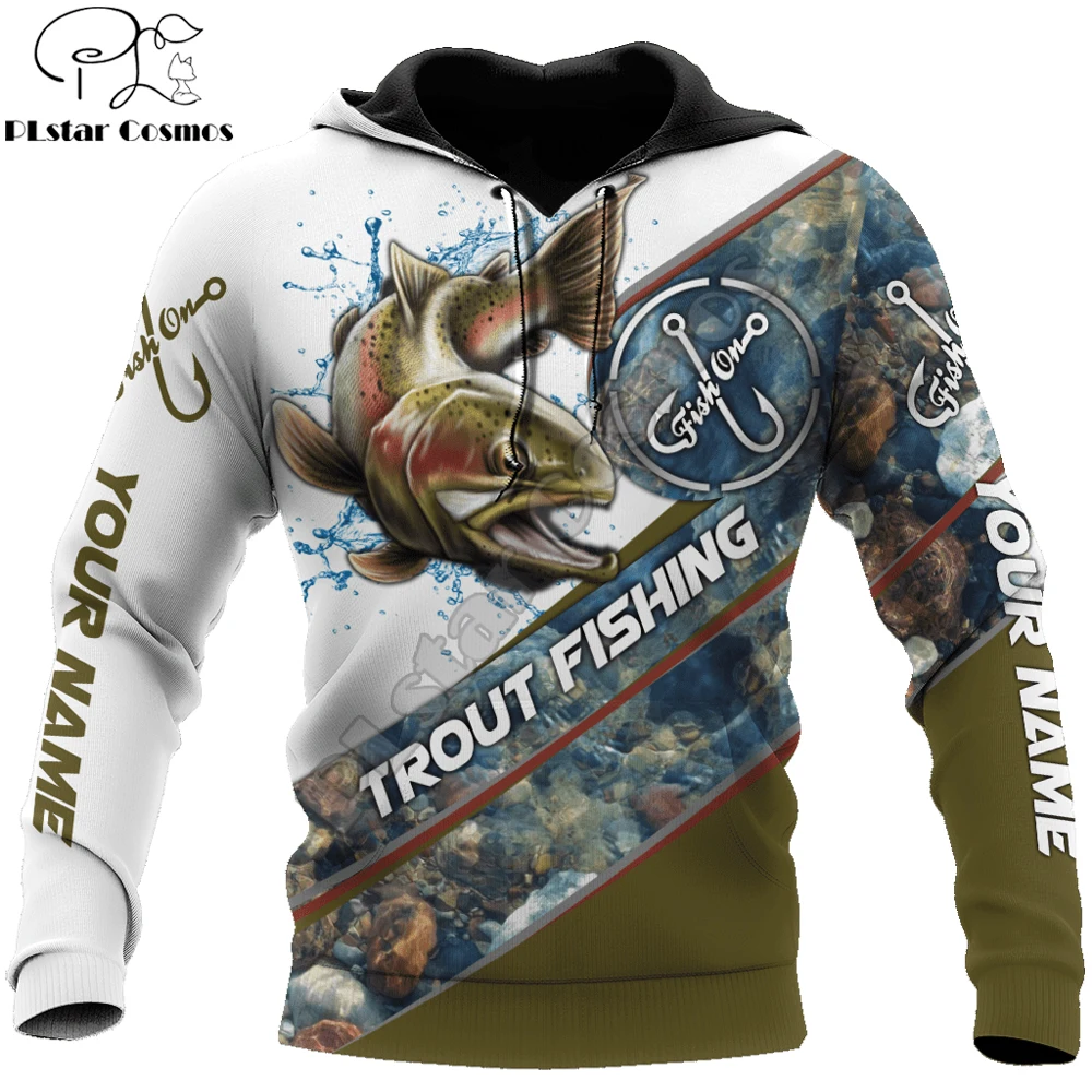 

Custom name Hoodie Trout-Salmon Fishing 3D All Over Printed Mens hoodies Unisex Sweatshirt Autumn Casual Streetwear DW771