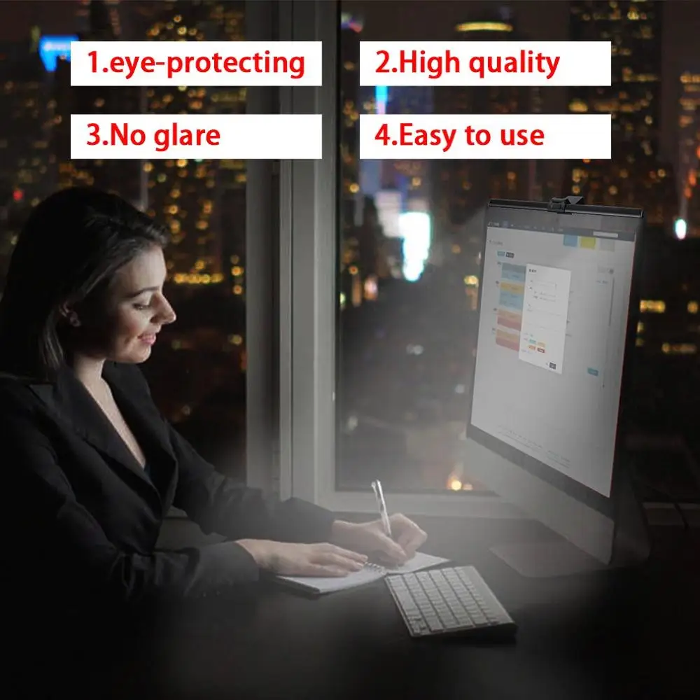  Screenbar E-Lámpara de lectura USB Lámpara para monitor ojos luz brillo ajustable y temperatura de 