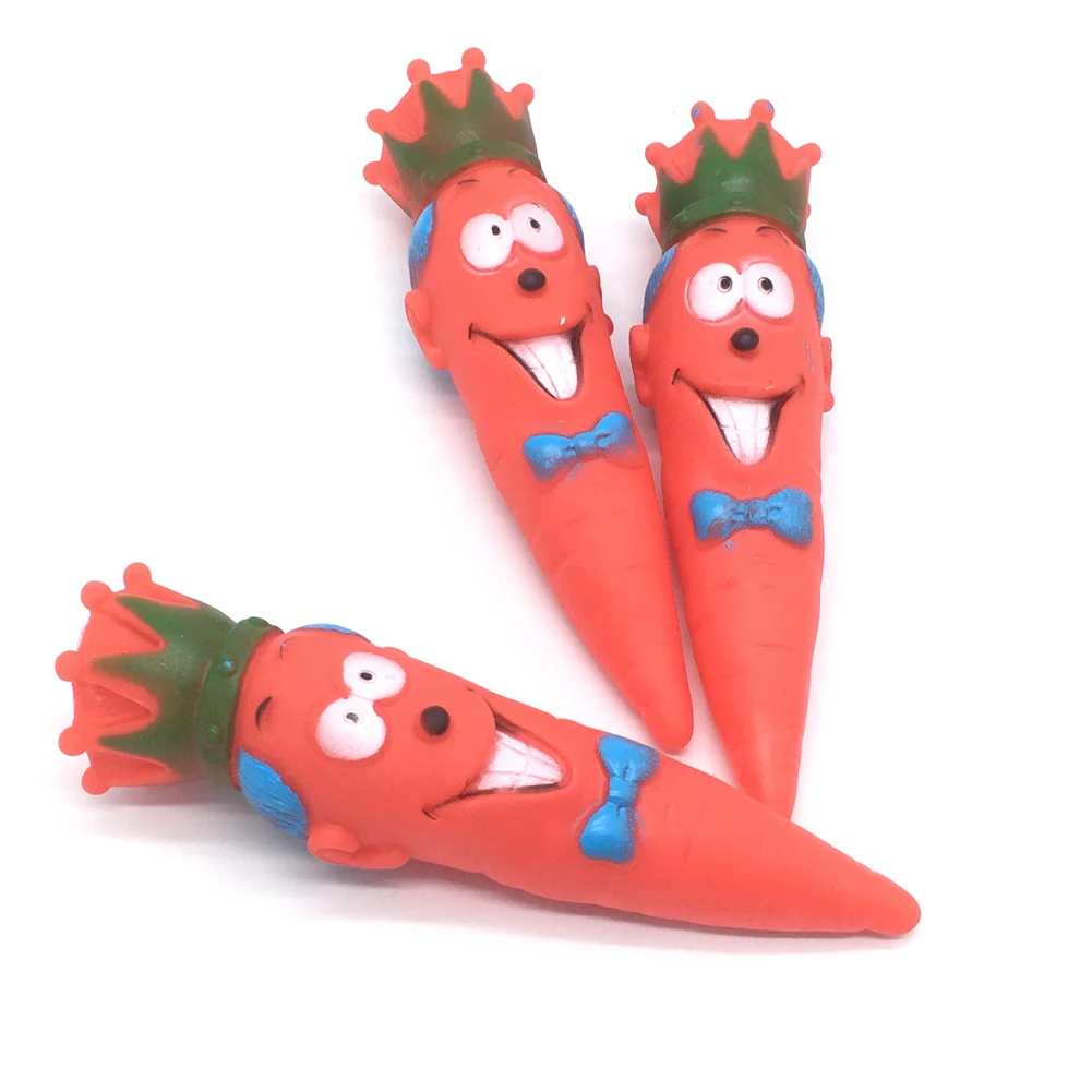 

Puppy Pet Play Chew Toys Dogs Cats Pets Supplies Carrot Shape Rubber Squeaky Sound Toy Dog Molar Clean Teething Toys