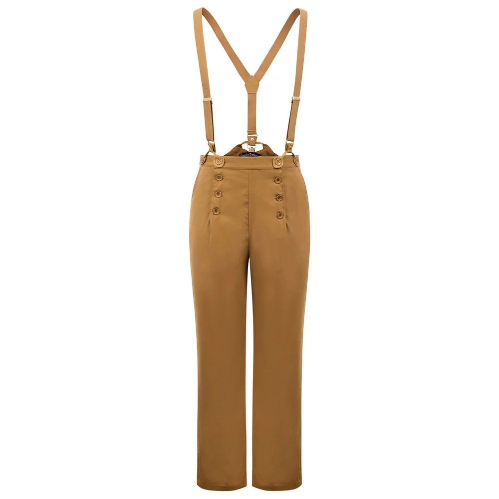 

fall winter Men Overalls Bib-and-Brace Pants casual solid color slim Trousers Steampunk Victorian buttons business Cotton pants