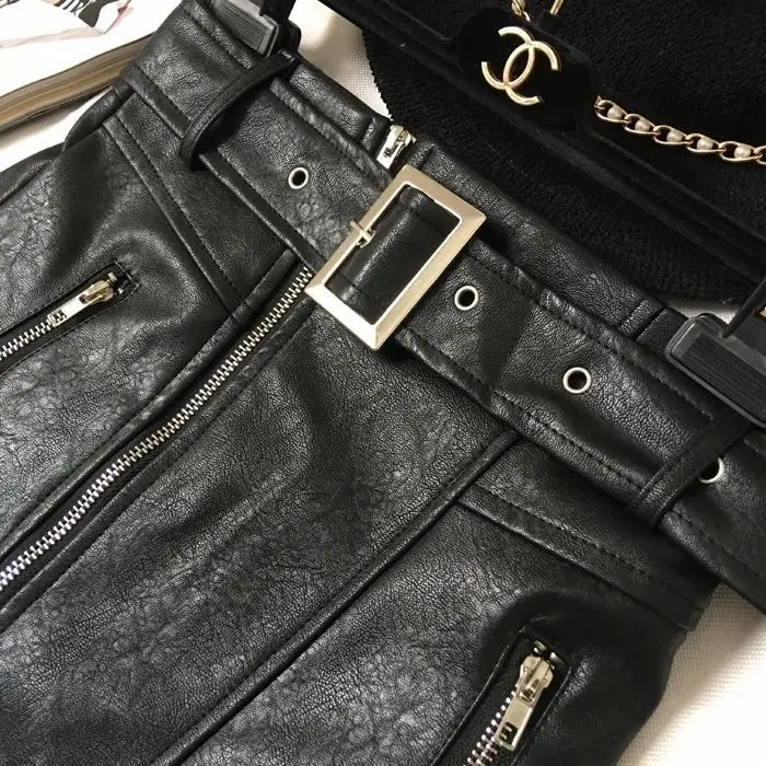 2020 New Style Small Leather Skirt Skirt Pu Autumn and Winter High Waist Bag Hip Skirt Zipper Waistband A- line Womens Skirt