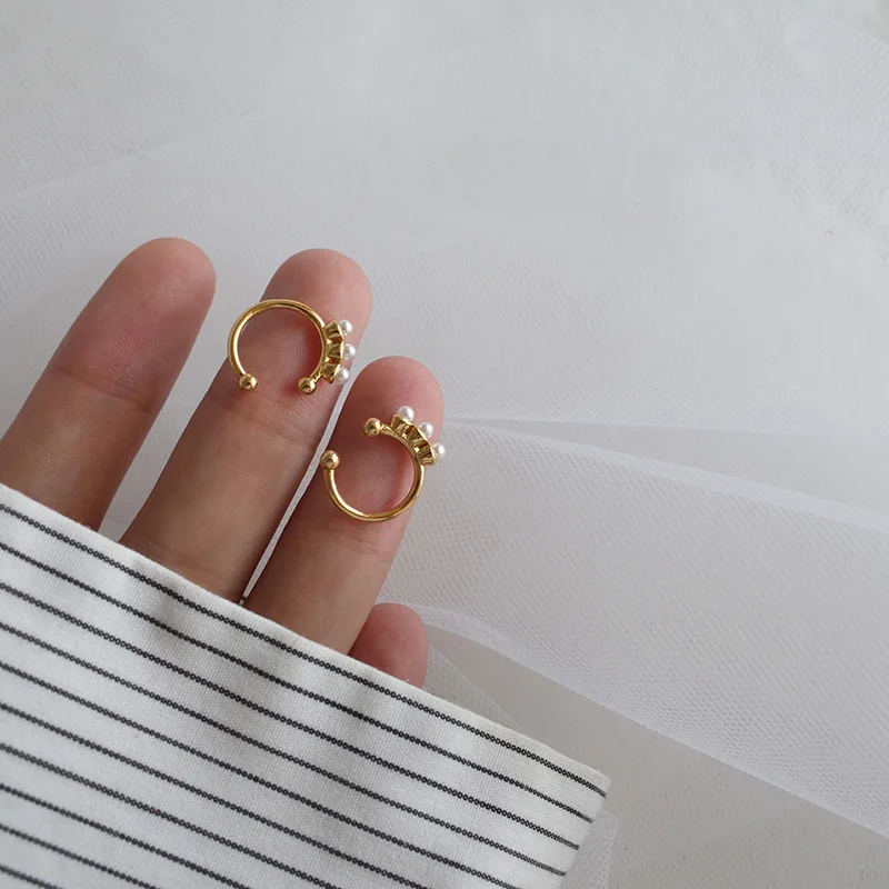 925 silver pearl ear cuff for women gold color