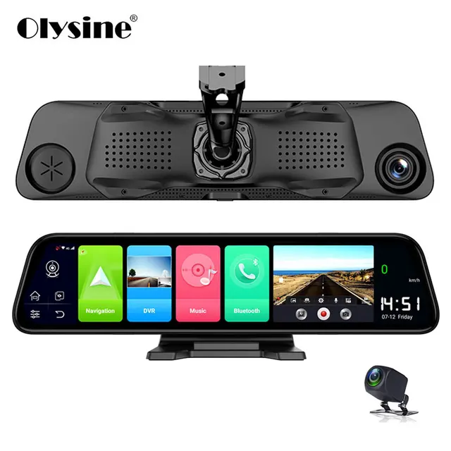 $US $196.67  Olysine 12 Inch Android 8.1 Rear View Mirror DVR Car Dash Camera ADAS WIFI GPS Navigator Dash Cam 1