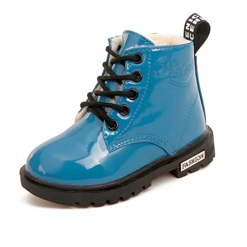 Детские ботинки; повседневные Бархатные кроссовки для мальчиков и девочек; спортивная обувь для бега - Цвет: Синий