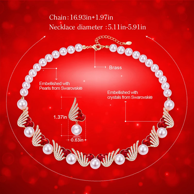 Женский комплект украшений CDE Happy Angel украшенный кристаллами Swarovski вечерние