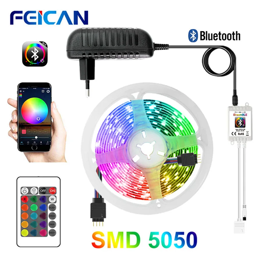 Светодиодный светильник 5 м SMD5050 Bluetooth управления 12 В RGB лента с управлением ler ТВ