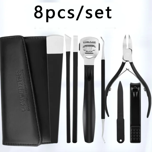Professional Pedicure Tools Foot Rasp Dead Skin Remover Ingrown Toenail Removal Correction Clippers Nail Treatment Foot Care Kit 8pcs