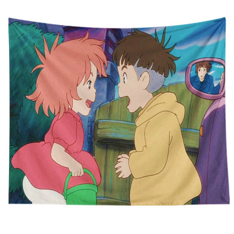 アニメスタジオジブリポニョを Clif タペストリー壁装飾レトロプリント家の装飾ハンギン印刷壁タペストリー Aliexpress ホーム ガーデン