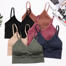 Новинка, спортивный бюстгальтер на бретельках с подкладкой, бесшовный укороченный Топ для женщин, одежда для фитнеса, активный эластичный бюстгальтер для тренировок, хлопковый дышащий бюстгальтер