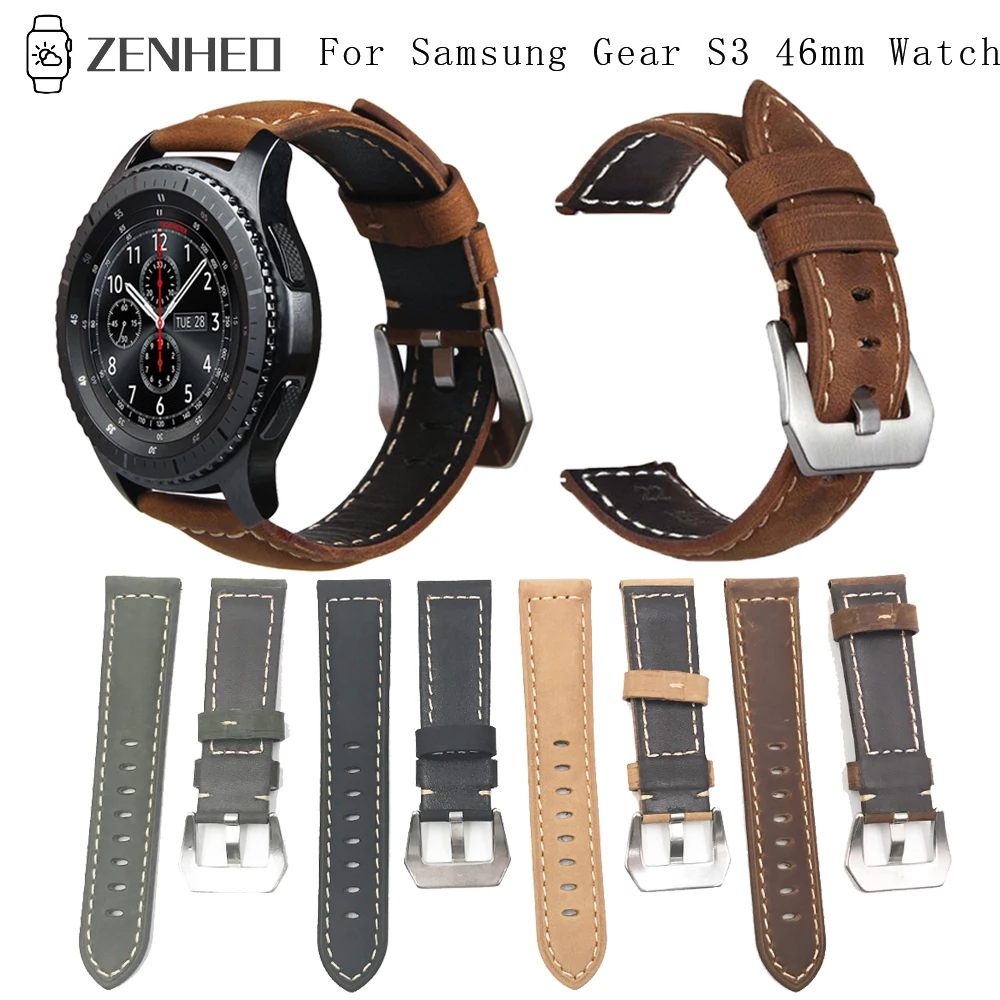 

New Genuine Leather Wristband For Samsung Gear S3 Watch Strap Adjustable Replacement For Samsung Galaxy 46mm Watch Band Bracelet
