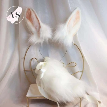 

New Animal Jade Rabbit Original Simulation Beast Ear KC Beast Tail Wolf Ear Cat Ear Fox Ear Hairband Custom Cosplay