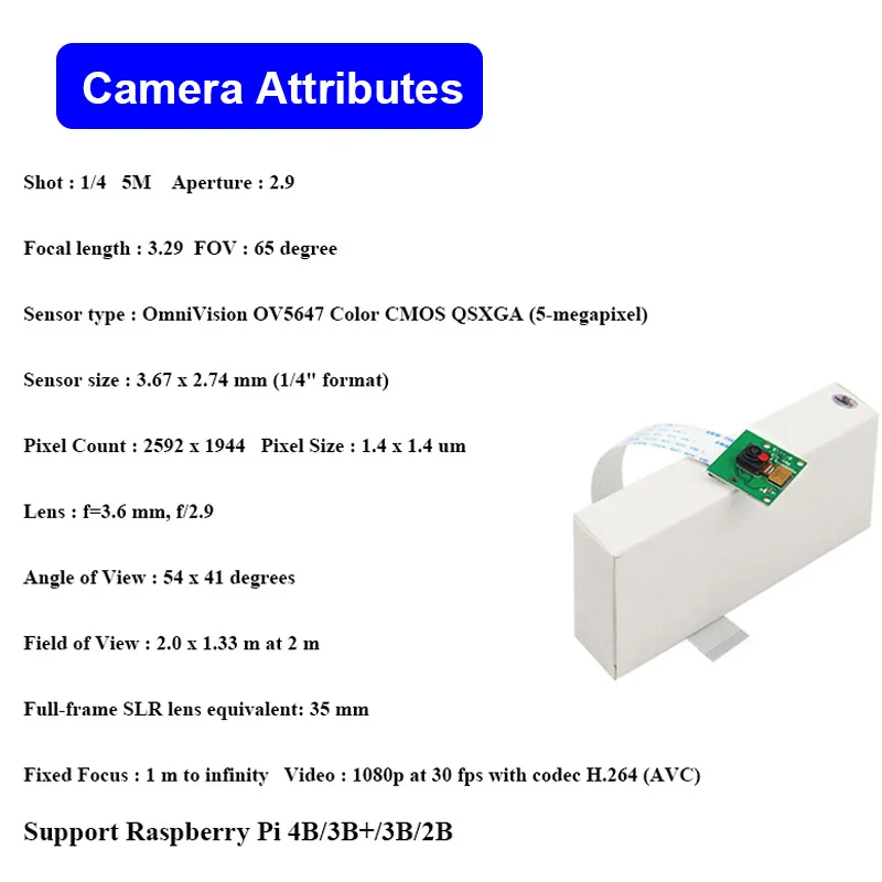 Raspberry Pi 4 Модель B модуль камеры 1080p 720p Мини-камера 5MP веб-камера видеокамера совместима с Raspberry Pi 4B 3B 3B+ 2B