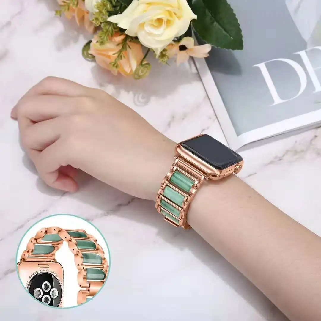 Изумрудно-Нержавеющая сталь браслет ремешок для наручных часов Apple Watch 5 серии 40 мм 44 наручных часов iWatch, 4/3/2 Нержавеющая сталь браслет ювелирные изделия ремешок