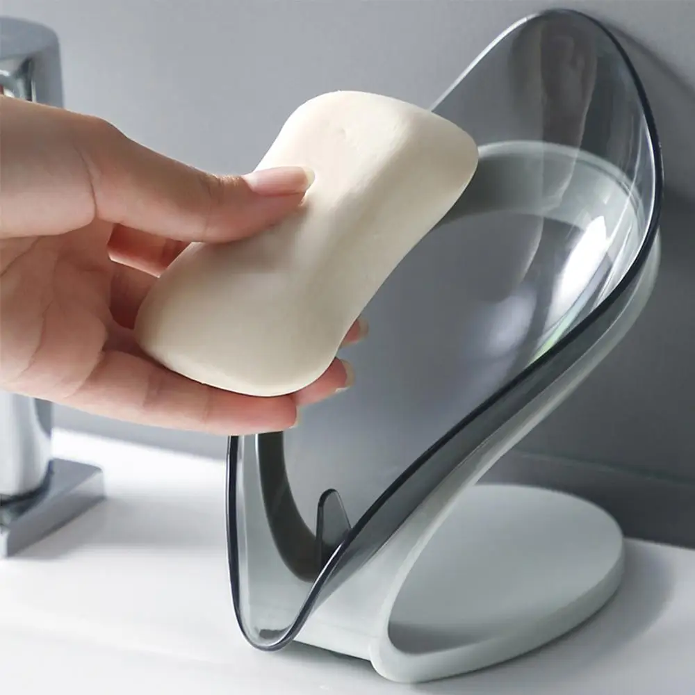 

Leaf Shape Soap Dish Silicone Bathroom Holder Storage Suction Rack Gadgets Sink Drying Supplies Box Dish Tray Soap Organizer