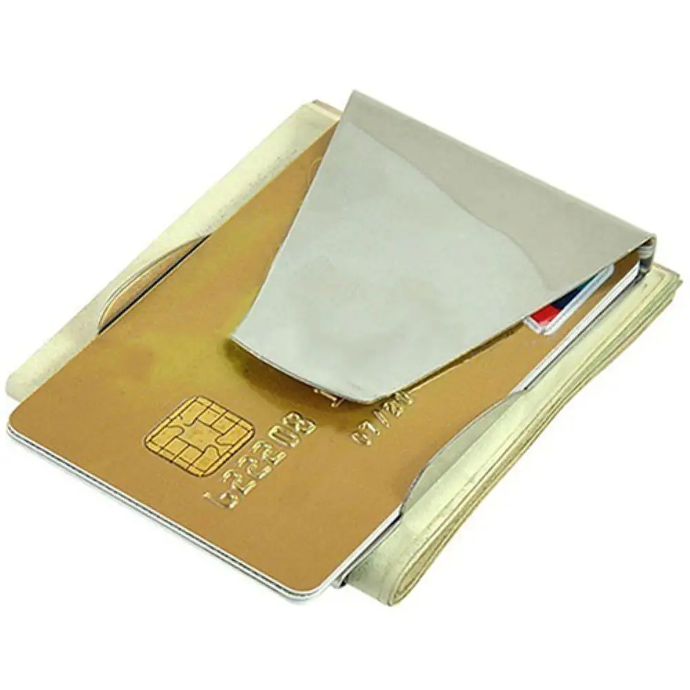 

Stainless Steel Wallet with Money Clip Simple Silver Dollar Cash Clamp Holder Wallet for Men Women Credit Clip Slim Wallet Money
