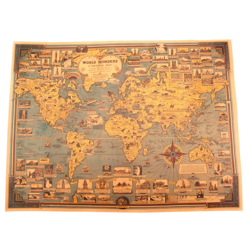 壁ステッカー壁画壁紙ブルーヴィンテージワンピースポスター世界地図グレート建物アートクラフトマップ装飾 Adesivo デ Parede Wall Stickers Aliexpress