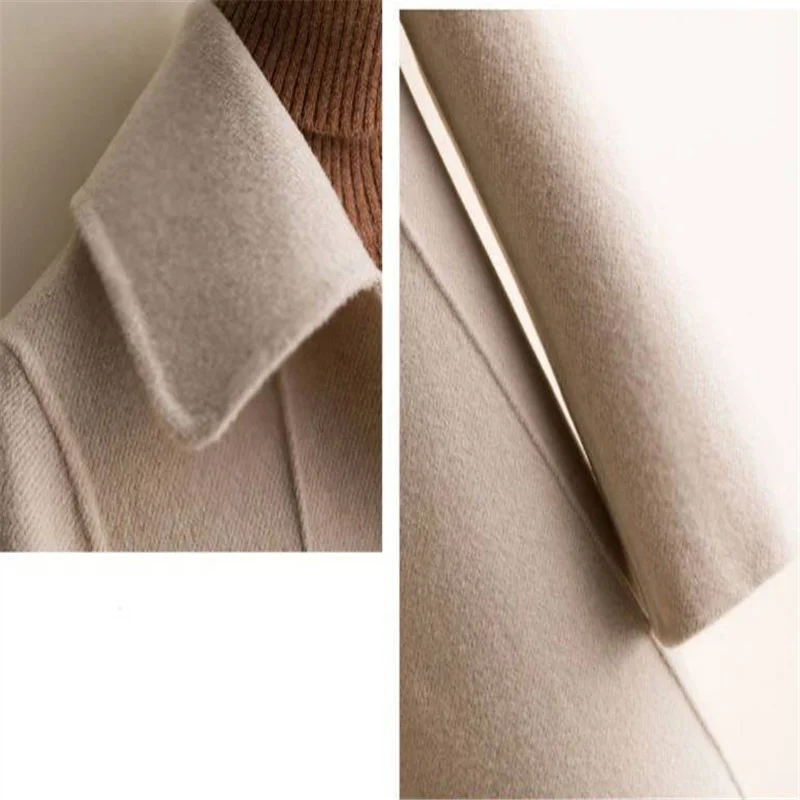 Winter Wool Coat and Jacket Women Plus Size Korean Long Jacket Warm Beige Elegant Wool Coat Cashmere Vintage Coat Cape Femme