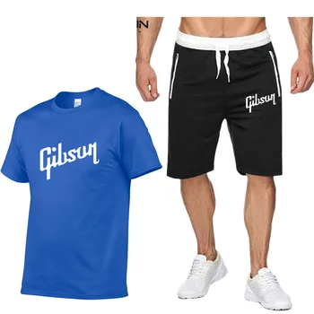 

Gibson Tracksuit Men Sets Male Sweatshirt Pants Summer Men's Cropped T Shirt Shorts Casual Suits Sportswear Mens Clothing