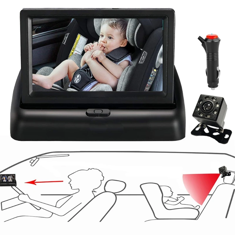 Baby Child Car Seat Mirror Infants Safety Back Seat Monitor with Night