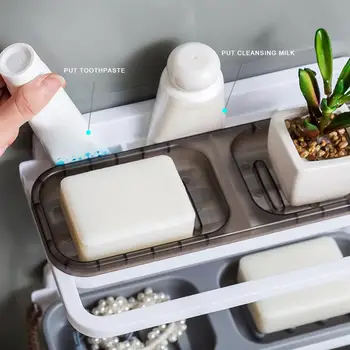 

Soap Dishes Drain Wall Mounted Soap Sponge Holder Storage Rack Bathroom Organizer Soap Draining Holder Kitchen Hanging Soap Box