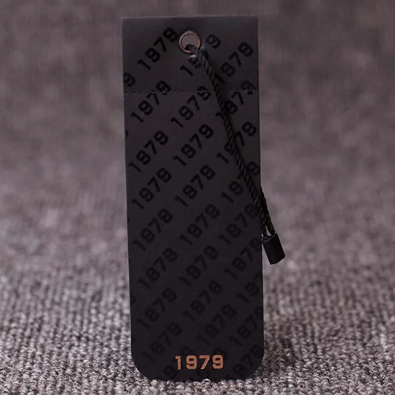 1000pcs/Black cardboard tag high-end special paper bronzing tag custom hot silver card paper clothing tag label logo
