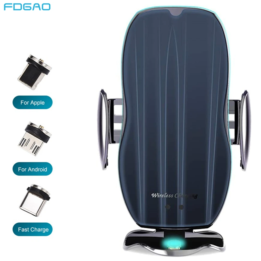 15W Qi Automatic Clamping Car Wireless Charger for iPhone Samsung Xiaomi Redmi Huawei Oneplus All Phone Infrared Sensor Holder | Мобильные