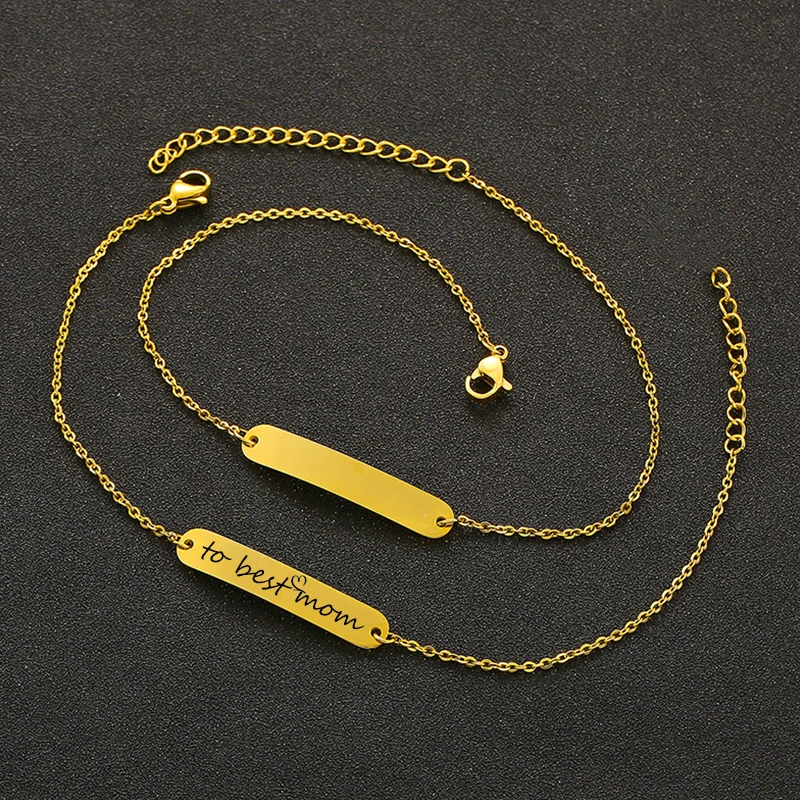 Personalize Custom Bracelet for Women Charm Customized Bar Bracelet Gold Silver Color Chain Bracelet 2020 Fashion Female Jewelry