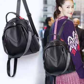 

head leather Korean version fashionable versatile backpack soft leather anti theft backpack for high school students