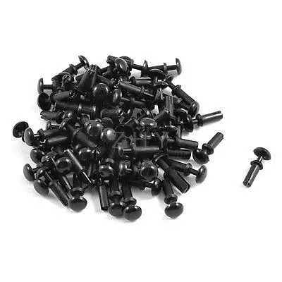

300 Pcs Black Nylon 2.0mm Bottom Dia Push Clips Rivets Fasteners R2056