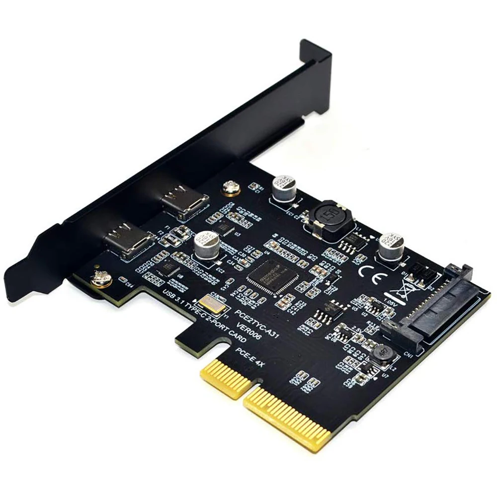 PCI-E PCI Express 4X USB 3,1 Gen 2(10 Гбит/с) 2-Порты и разъёмы Тип C карты расширения ASM3142 чип 15-контактный разъем для Windows/Linux