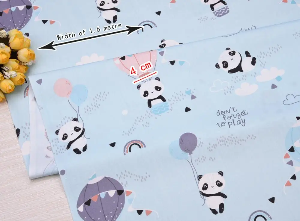 Cotton Fabric for DIY Sewing Craft, Patchwork Quilting, Fat Quarter Tecido Clothes, Tilda, Baby Sheet Textiles, Bear Hot Air Bal - 3
