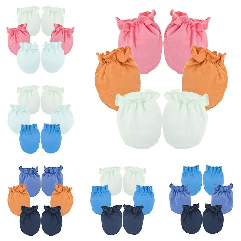 

3 Pair/set Fashion Cotton Baby Anti Scratching Gloves Simple Solid Color Protection Face Newborn Anti-grab Mittens