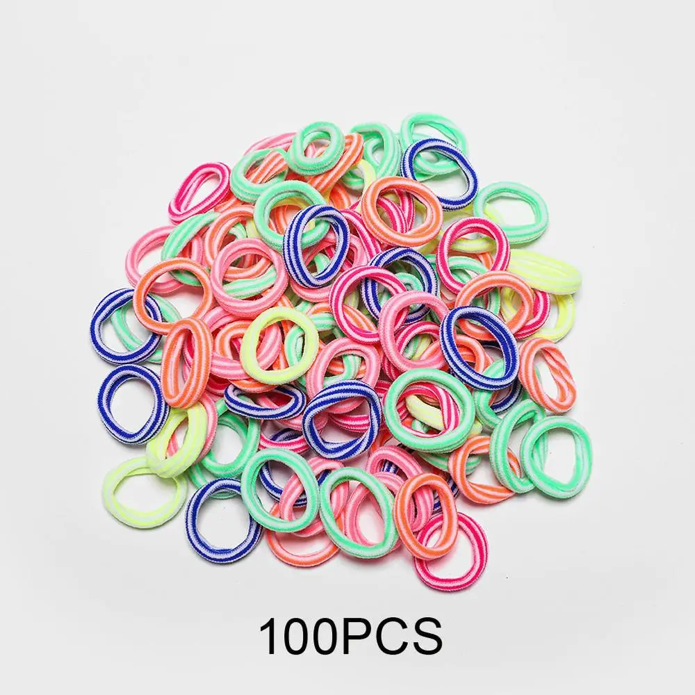 100/50 шт в наборе, Новые Детские Цвет Фул Scrunchies разные цвета; детские брюки с эластичной резинкой; резинки для волос одноцветное резинка для девочек аксессуары для волос - Цвет: 100pcs random color