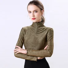 Casual Style Black Gold Silver Street Style Turtleneck Long Sleeve T shirt Women Spring&Summer Bodycon ladies 2020 Casual Style Black Gold Silver Street Style Turtleneck Long Sleeve T shirt Women Spring&Summer Bodycon ladies 2020