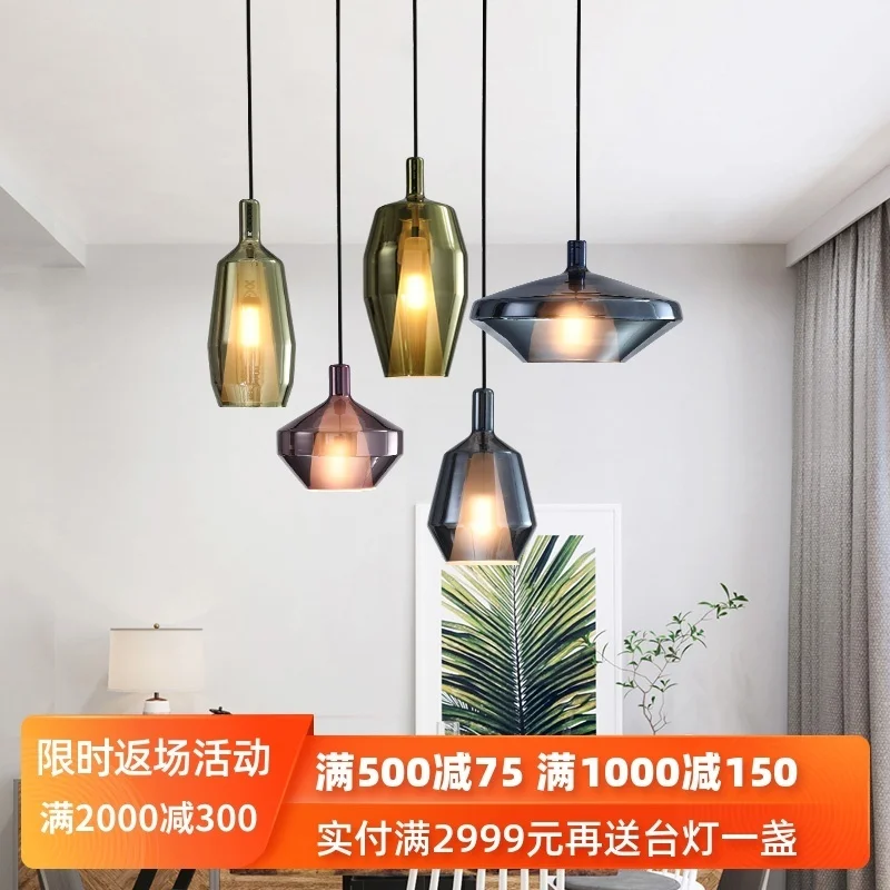 

Modern Concise Originality Colour Glass Restaurant Small A Chandelier Northern Europe Bedroom Bedside Arts Single Head Bar