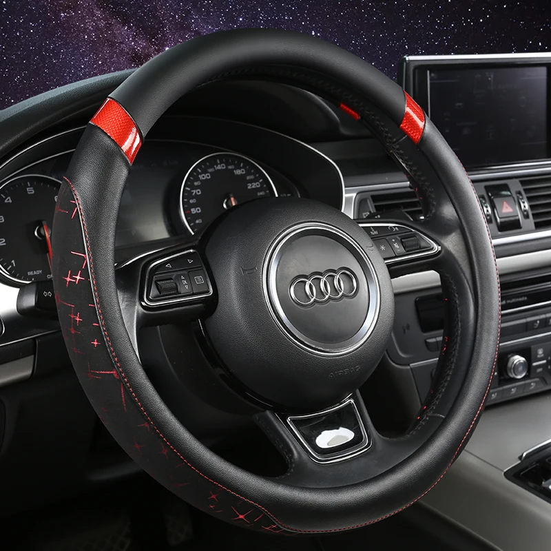 

KKYSYELVA car steering wheel cover 38cm Fashion Wheel Covers for Women Lady Leather Steering-wheel Auto Interior Accessories