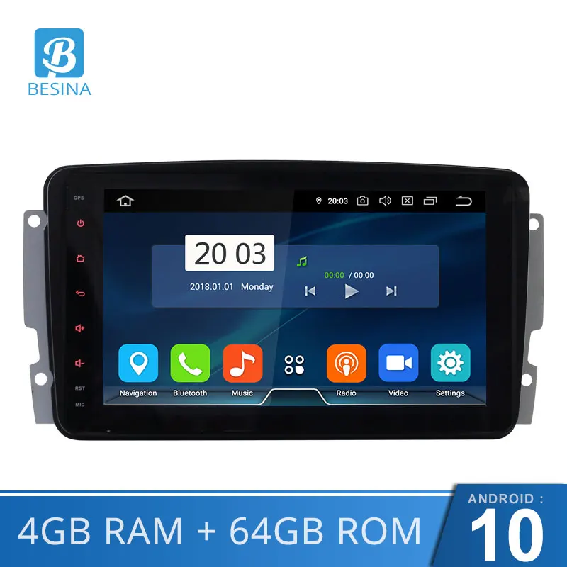 Besina Android 10 0 2 Din Автомобильный dvd-плеер для Mercedes Benz CLK W209 W203 Viano W639 Vito WIFI GPS радио 4G + 64G