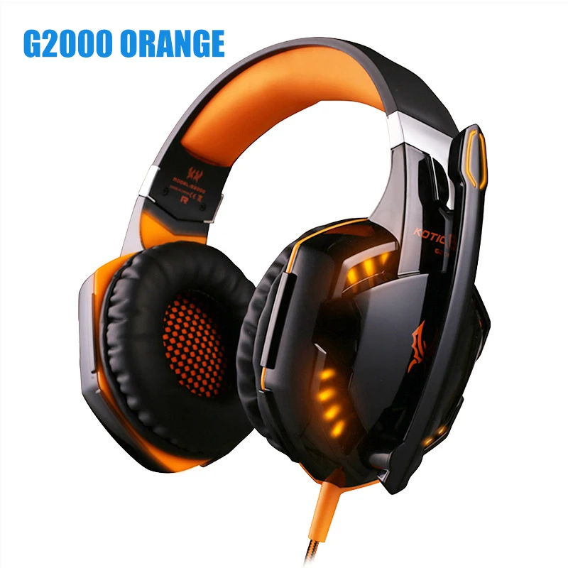 G2000 orange Гарнитура Накладные наушники проводные Игровые наушники глубокий бас стерео шлем с микрофоном для PS4 xbox PC ноутбук геймер - Цвет: G2000 orange