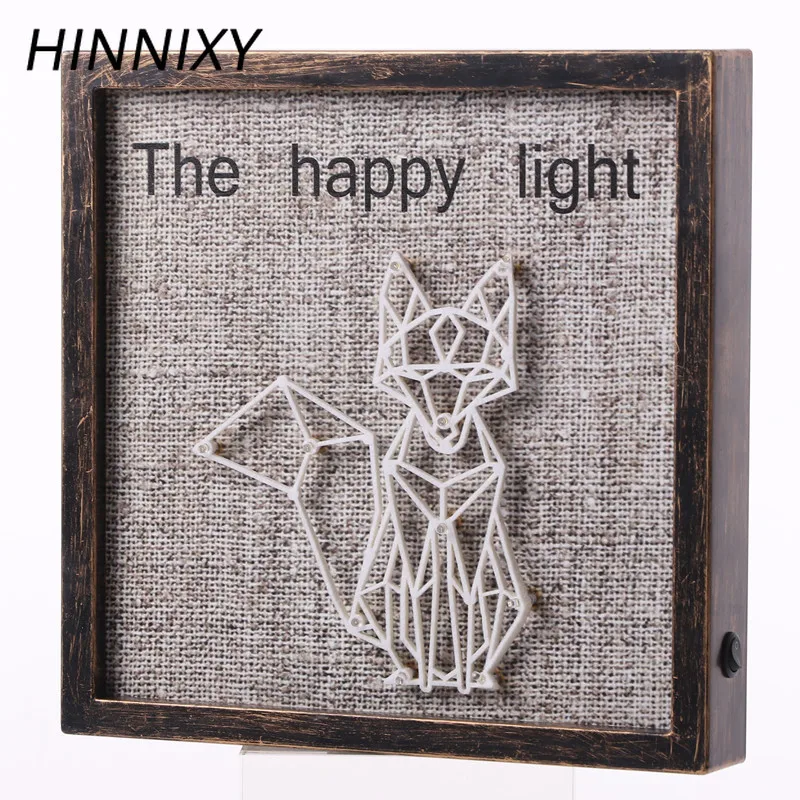 Hinnixy Nordic Bedside Lamp Retro Photo Frame Animal Plant Spacecraft Living Room Wall Decoration Christmas Gift Night Lights