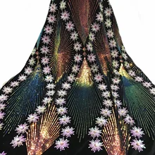 Лучшее качество, нигерийские кружевные вечерние платья оптом, новые сетчатые кружевные ткани с блестками или блестками